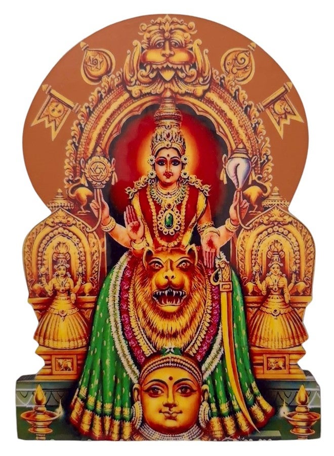 Vils Kollur Goddess Sri Mookambika Devi Divine Holy Blessing Wood & Plastic Photo Frame Cutout with Backstand for Pooja/Gift (6.5 inch X 8 inch) - Image 1